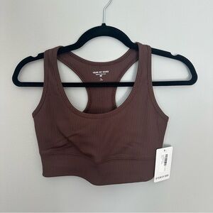 Year of Ours Brown Long Line Ribbed Sports Bra NWT